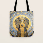 Blue and Gold Klimt Dog with Geometric Patterns  Tote Bag Gallery Image 1