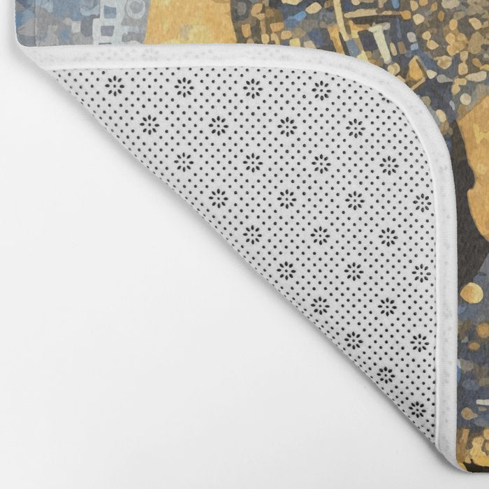 Blue and Gold Klimt Dog with Geometric Patterns  Bath Mat Gallery Image 2