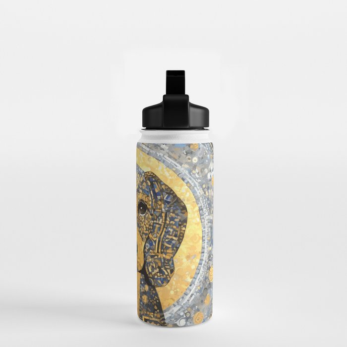 Blue and Gold Klimt Dog with Geometric Patterns  Water Bottle Gallery Image 2