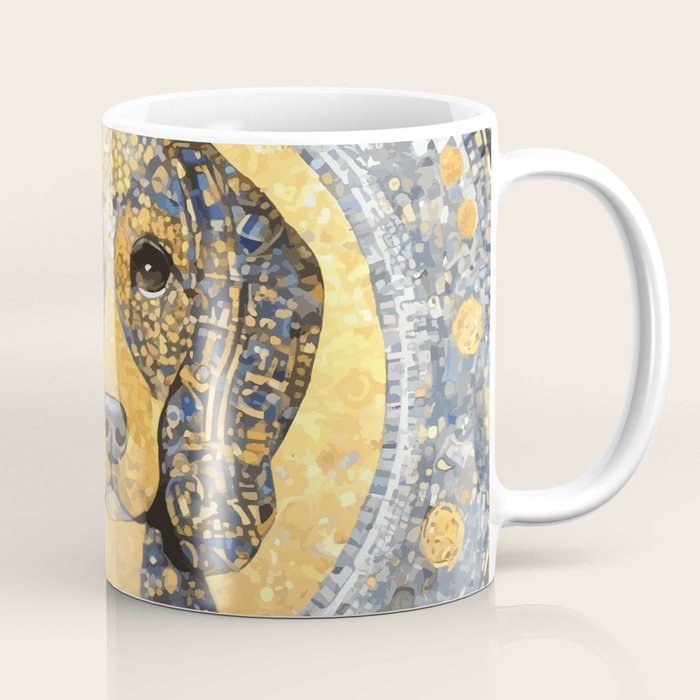 Blue and Gold Klimt Dog with Geometric Patterns  Coffee Mug Gallery Image 1