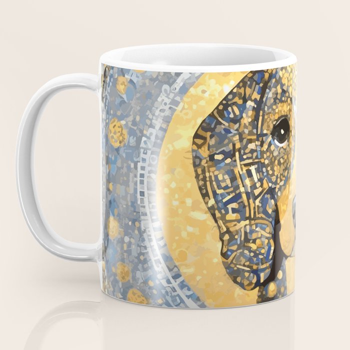 Blue and Gold Klimt Dog with Geometric Patterns  Coffee Mug Gallery Image 3