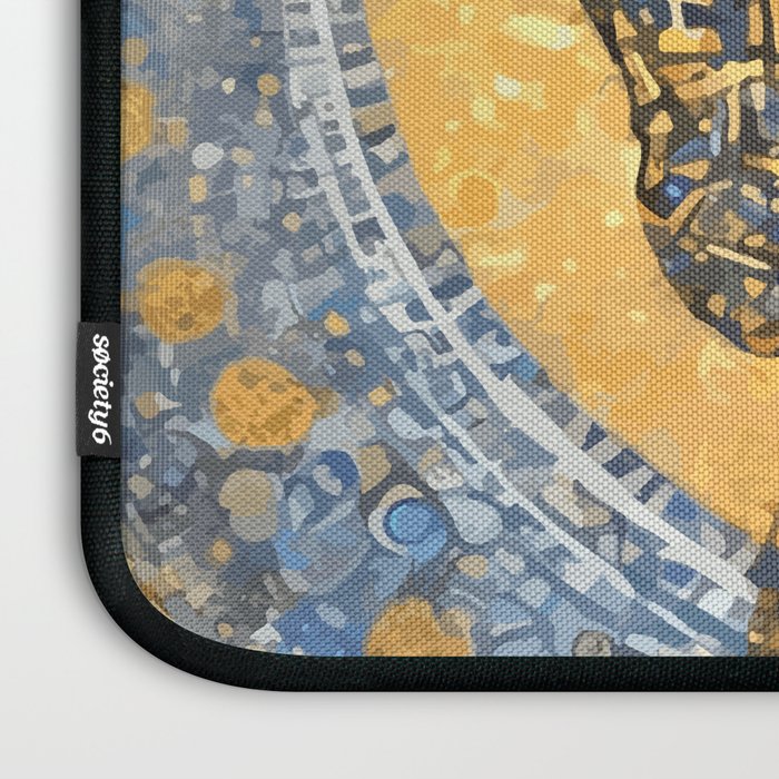 Blue and Gold Klimt Dog with Geometric Patterns  Laptop Sleeve Gallery Image 3