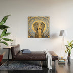 Blue and Gold Klimt Dog with Geometric Patterns  Wood Wall Art Gallery Image 2