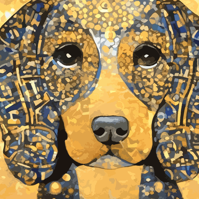 Blue and Gold Klimt Dog with Geometric Patterns  Coffee Mug Gallery Image 2