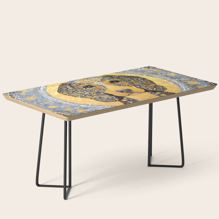 Blue and Gold Klimt Dog with Geometric Patterns  Coffee Table Gallery Image 1