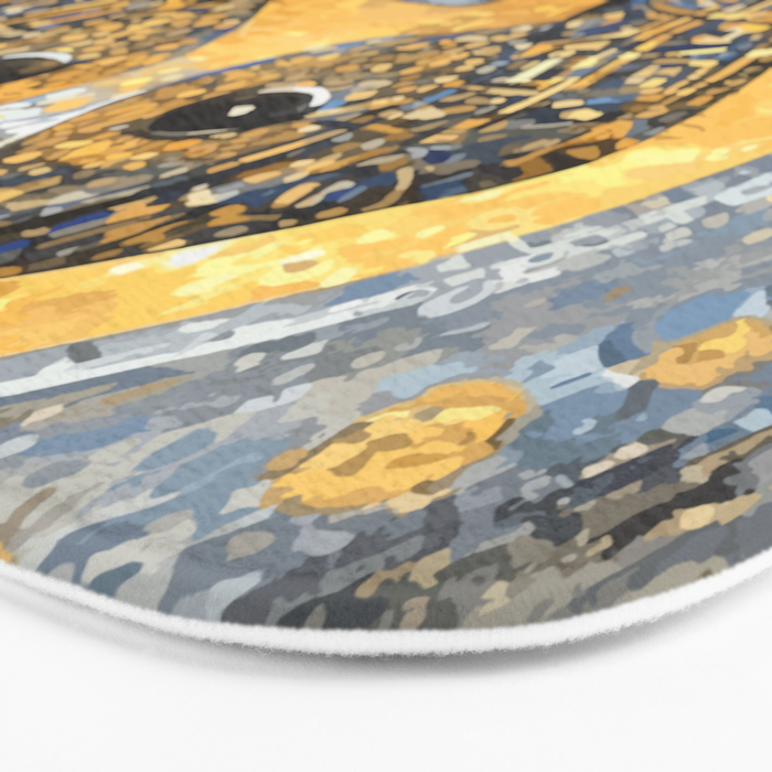Blue and Gold Klimt Dog with Geometric Patterns  Bath Mat Gallery Image 3