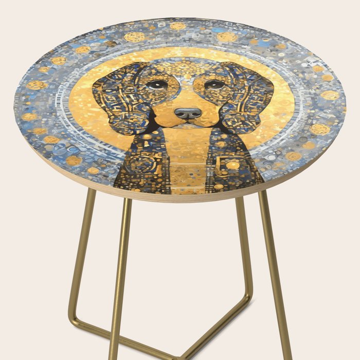 Blue and Gold Klimt Dog with Geometric Patterns  Side Table Gallery Image 2