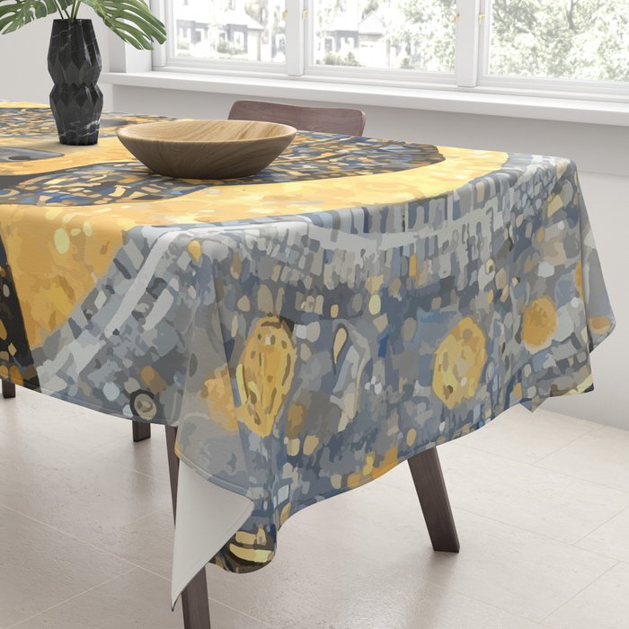 Blue and Gold Klimt Dog with Geometric Patterns  Tablecloth Gallery Image 3