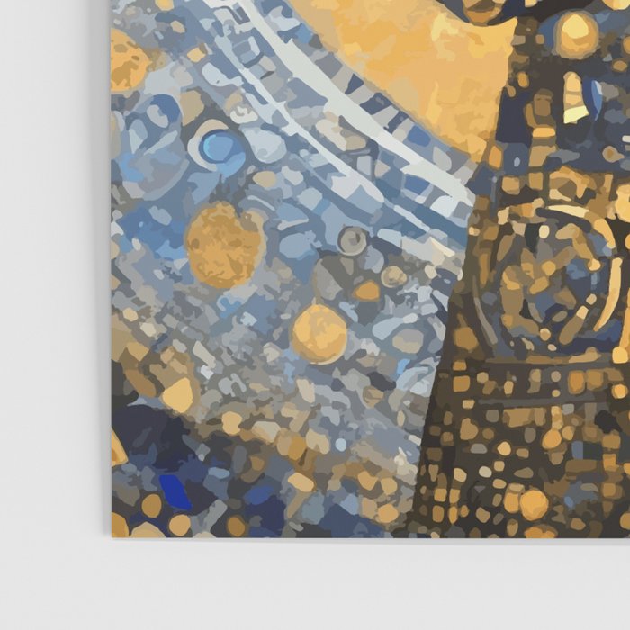 Blue and Gold Klimt Dog with Geometric Patterns  Poster Gallery Image 3