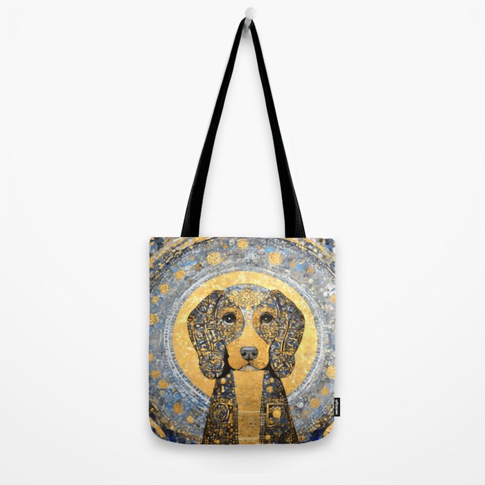 Blue and Gold Klimt Dog with Geometric Patterns  Tote Bag Gallery Image 2
