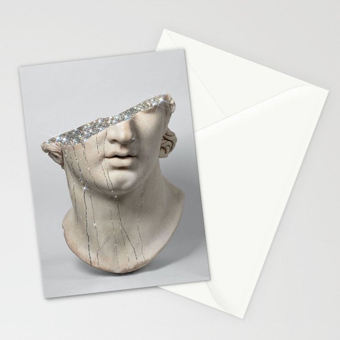 DIAMOND TEARS | collage art by Yana Potter | glitter | sculpture | mythology | bling and shine Stationery Card Gallery Image 2