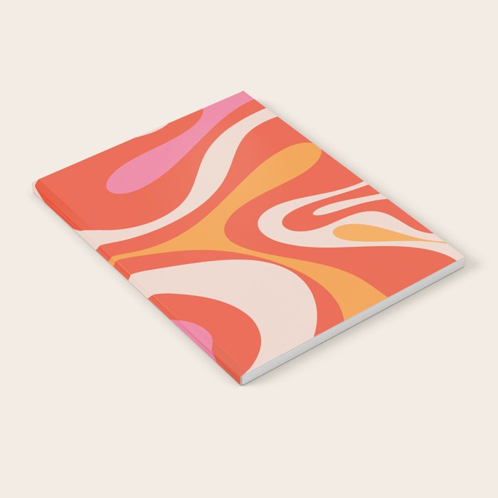 Mod Swirl Retro Modern Abstract Pattern Bright Pink Orange Beige Notebook Gallery Image 2