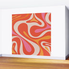 Mod Swirl Retro Modern Abstract Pattern Bright Pink Orange Beige Wall Mural Gallery Image 2