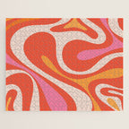 Mod Swirl Retro Modern Abstract Pattern Bright Pink Orange Beige Jigsaw Puzzle Gallery Image 1