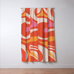 Mod Swirl Retro Modern Abstract Pattern Bright Pink Orange Beige Window Curtain Gallery Image 3