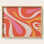 Mod Swirl Retro Modern Abstract Pattern Bright Pink Orange Beige Serving Tray Gallery Image 1