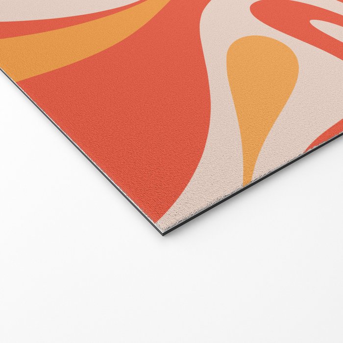 Mod Swirl Retro Modern Abstract Pattern Bright Pink Orange Beige Welcome Mat Gallery Image 2