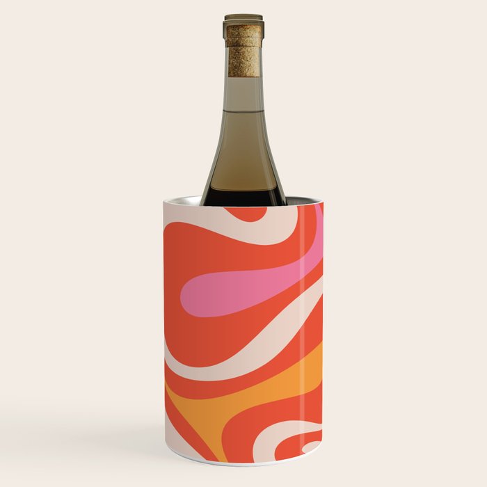 Mod Swirl Retro Modern Abstract Pattern Bright Pink Orange Beige Wine Chiller Gallery Image 3