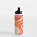 Mod Swirl Retro Modern Abstract Pattern Bright Pink Orange Beige Water Bottle Gallery Image 2