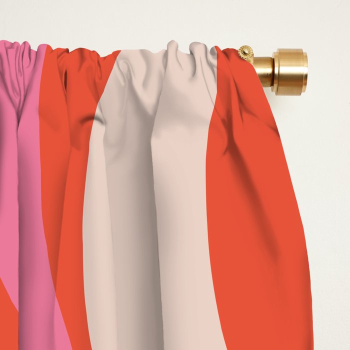 Mod Swirl Retro Modern Abstract Pattern Bright Pink Orange Beige Window Curtain Gallery Image 2