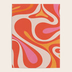 Mod Swirl Retro Modern Abstract Pattern Bright Pink Orange Beige Poster Gallery Image 4