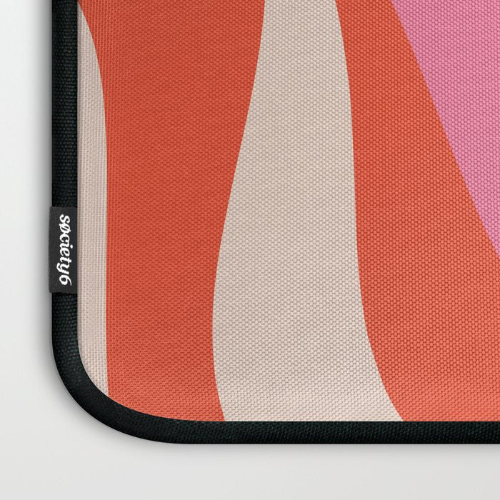 Mod Swirl Retro Modern Abstract Pattern Bright Pink Orange Beige Laptop Sleeve Gallery Image 3