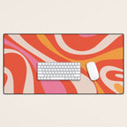 Mod Swirl Retro Modern Abstract Pattern Bright Pink Orange Beige Desk Mat Gallery Image 1