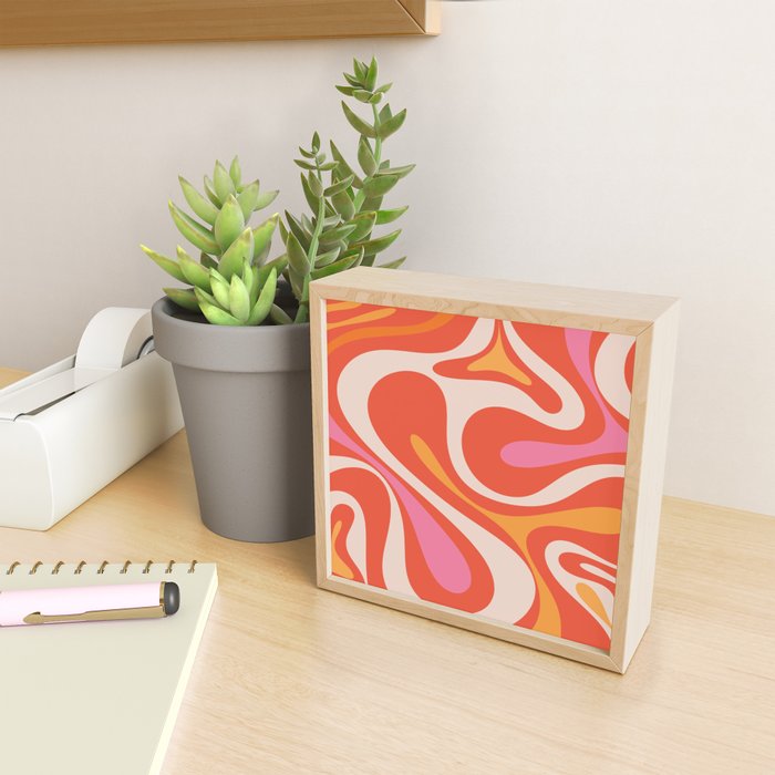 Mod Swirl Retro Modern Abstract Pattern Bright Pink Orange Beige Mini Art Print Gallery Image 2