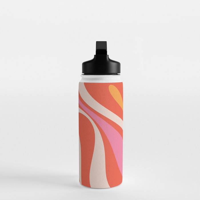 Mod Swirl Retro Modern Abstract Pattern Bright Pink Orange Beige Water Bottle Gallery Image 3