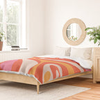 Mod Swirl Retro Modern Abstract Pattern Bright Pink Orange Beige Duvet Cover Gallery Image 2