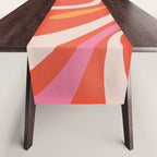 Mod Swirl Retro Modern Abstract Pattern Bright Pink Orange Beige Table Runner Gallery Image 1