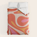 Mod Swirl Retro Modern Abstract Pattern Bright Pink Orange Beige Duvet Cover Gallery Image 6
