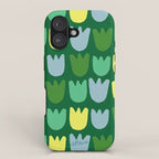 Rows of Tulips in Bloom in Sage & Chartreuse iPhone Case Gallery Image 1