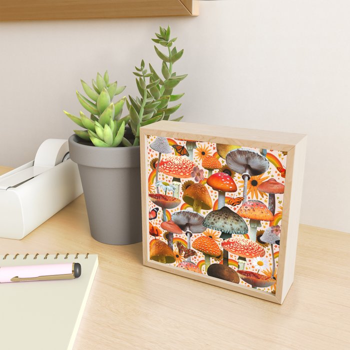 Mushroom Collage Print in Cream Mini Art Print Gallery Image 2