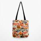 Mushroom Collage Print in Cream Tote Bag Gallery Image 2