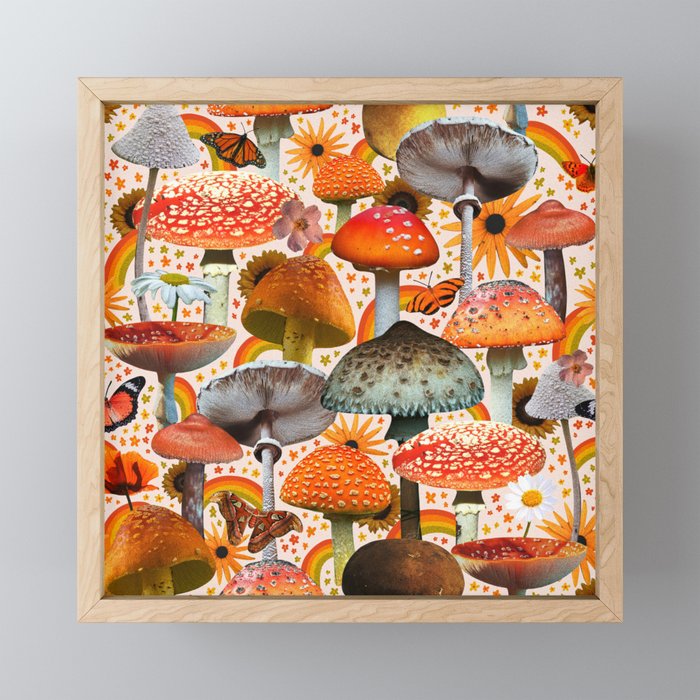 Mushroom Collage Print in Cream Mini Art Print Gallery Image 1