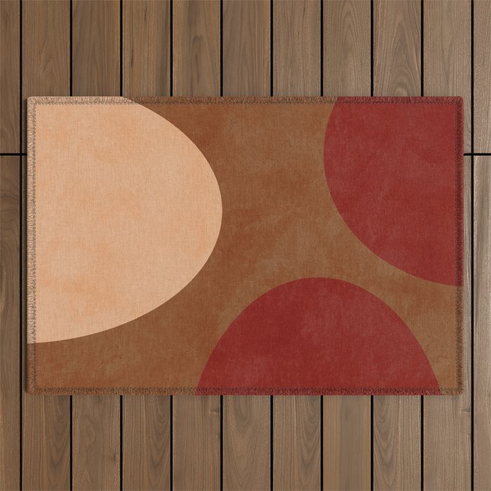 abstract retro shapes earthy 12 Outdoor Rug Gallery Image 1