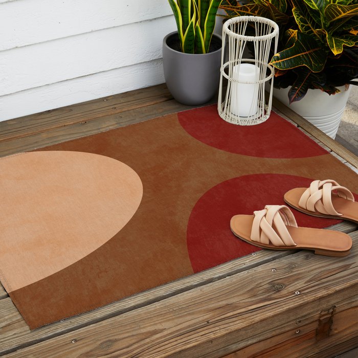 abstract retro shapes earthy 12 Outdoor Rug Gallery Image 2