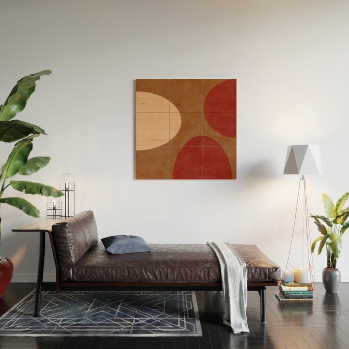 abstract retro shapes earthy 12 Wood Wall Art Gallery Image 2