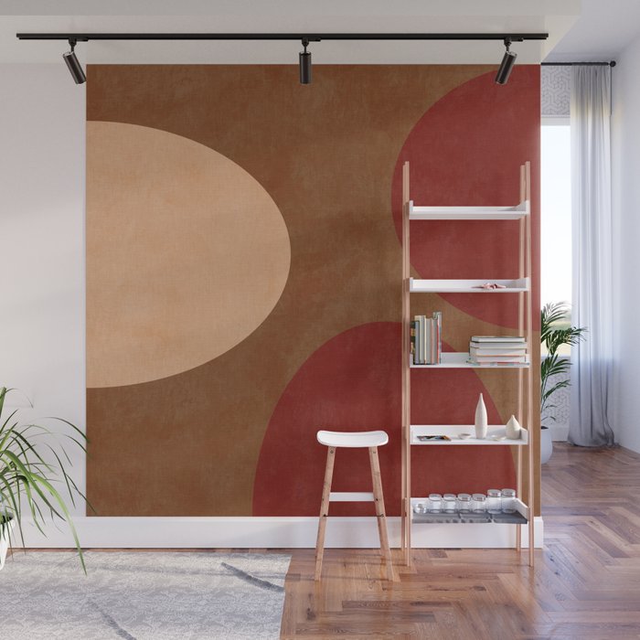 abstract retro shapes earthy 12 Wall Mural Gallery Image 1