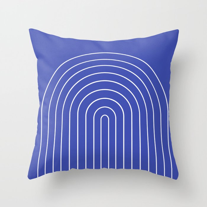 Minimal Arch XXI Bright Blue Modern Geometric Lines Throw Pillow Gallery Image 6