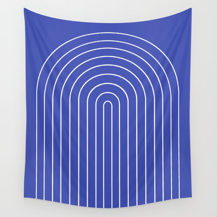Minimal Arch XXI Bright Blue Modern Geometric Lines Wall Tapestry Gallery Image 1