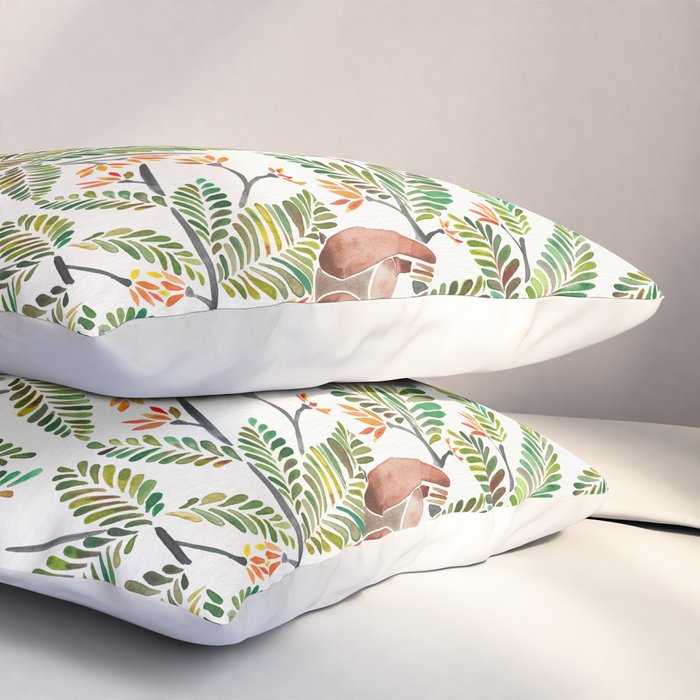 Happy Sloth - Tropical Green Rainforest Pillow Sham Gallery Image 3