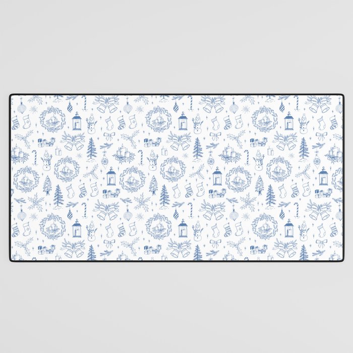 Christmas Toile // Blue & White Desk Mat Gallery Image 3