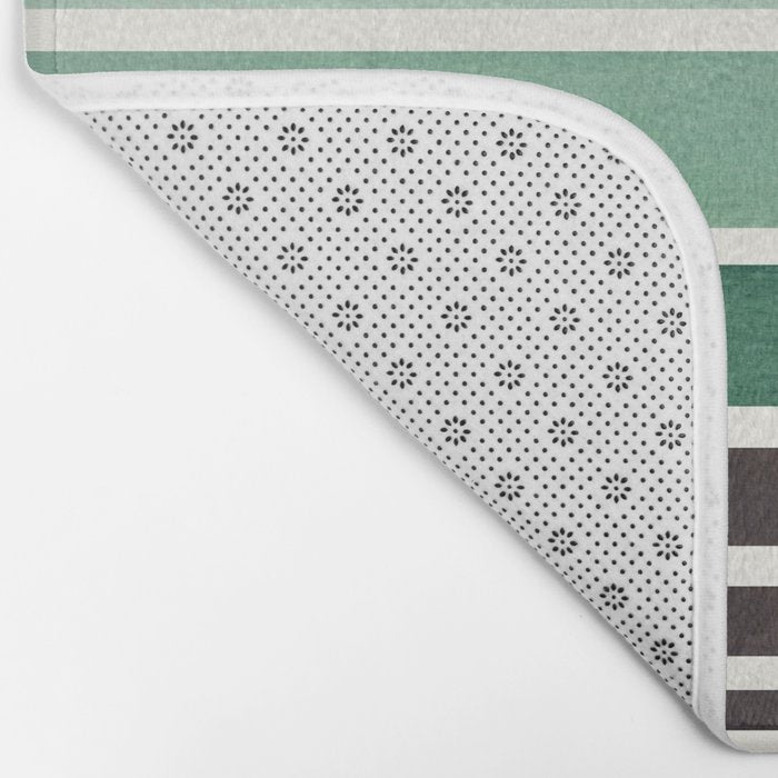 Deep Green Minimalist Watercolor Mid Century Staggered Stripes Rothko Color Block Geometric Art Bath Mat Gallery Image 2