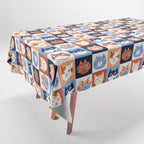 Colorful checkered cat pattern Tablecloth Gallery Image 1