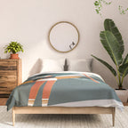 Single Fin Soul - Surfing Illustration with Longboard Balancing Surfer Girl Comforter Gallery Image 3