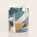 Single Fin Soul - Surfing Illustration with Longboard Balancing Surfer Girl Coffee Mug Gallery Image 4