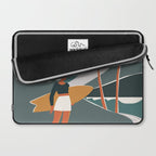 Single Fin Soul - Surfing Illustration with Longboard Balancing Surfer Girl Laptop Sleeve Gallery Image 2