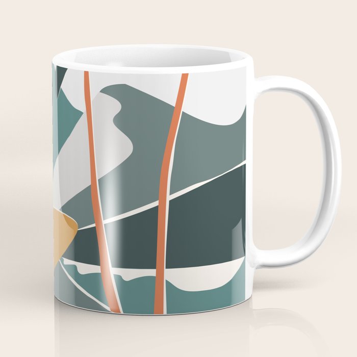 Single Fin Soul - Surfing Illustration with Longboard Balancing Surfer Girl Coffee Mug Gallery Image 1